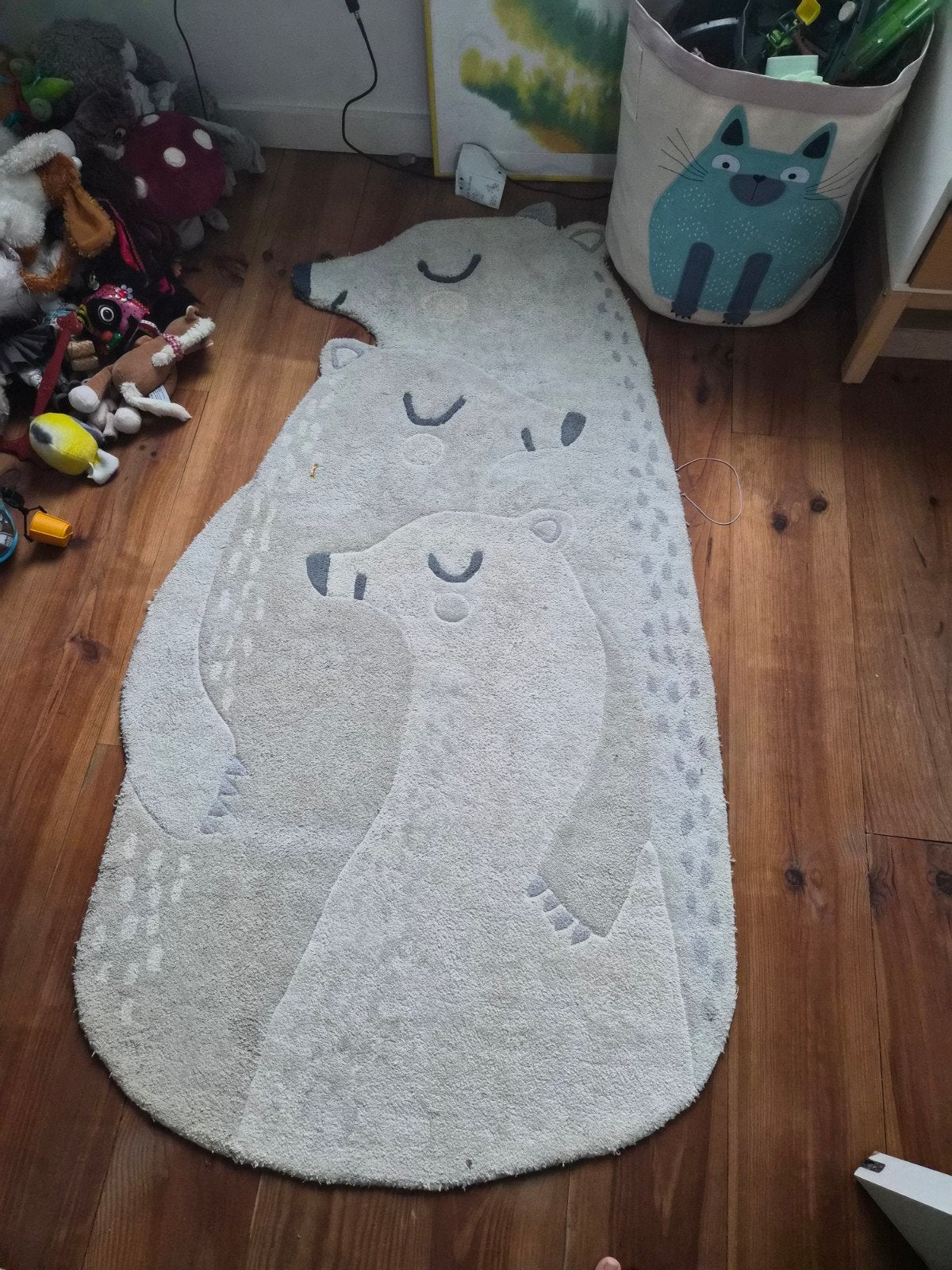Leuk vloerkleed met beren voor de kinderkamer, Ophalen, Gebruikt, 100 tot 150 cm, 50 tot 100 cm