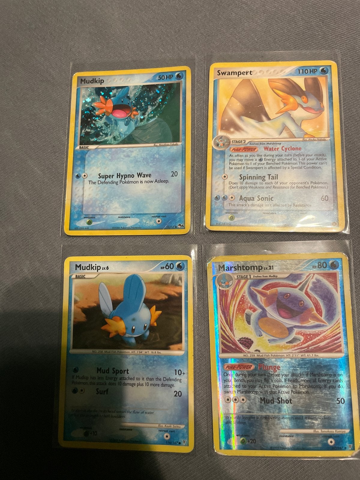 Pokémon Kaarten: Mudkip, Swampert, Marshtomp Collectie, Ophalen of Verzenden, Gebruikt, Meerdere kaarten