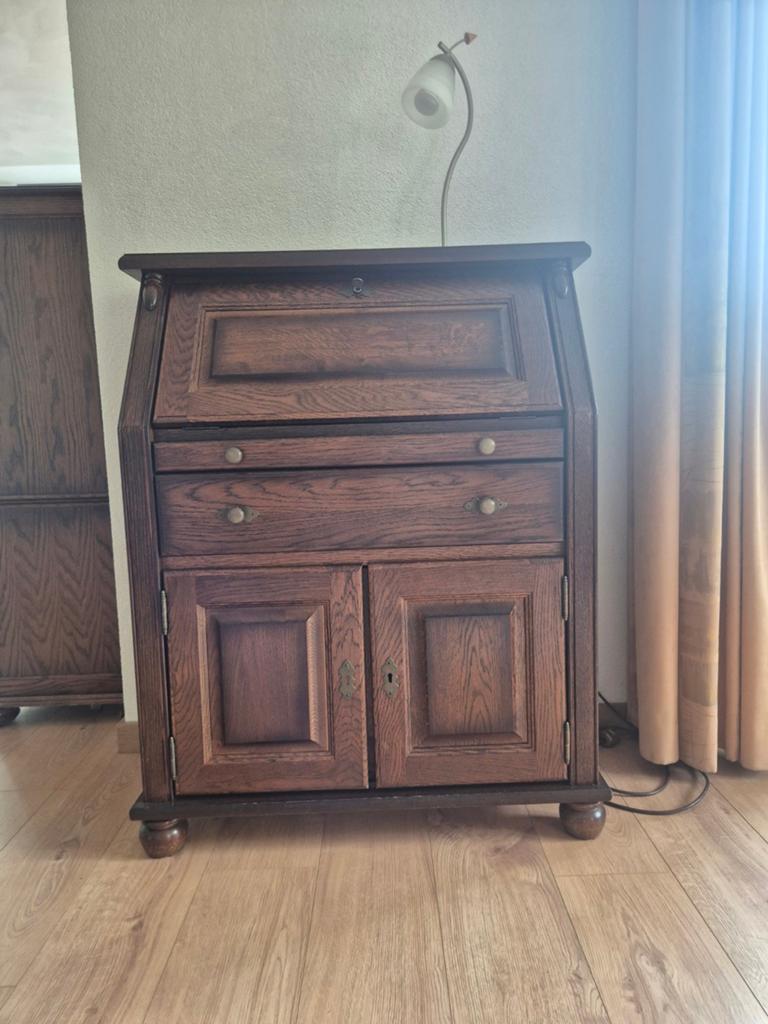 Antiek Eiken Secretaire Bureau met Opbergruimte, Huis en Inrichting, Kasten | Secretaires, Ophalen of Verzenden, Gebruikt, Klassiek, Antiek