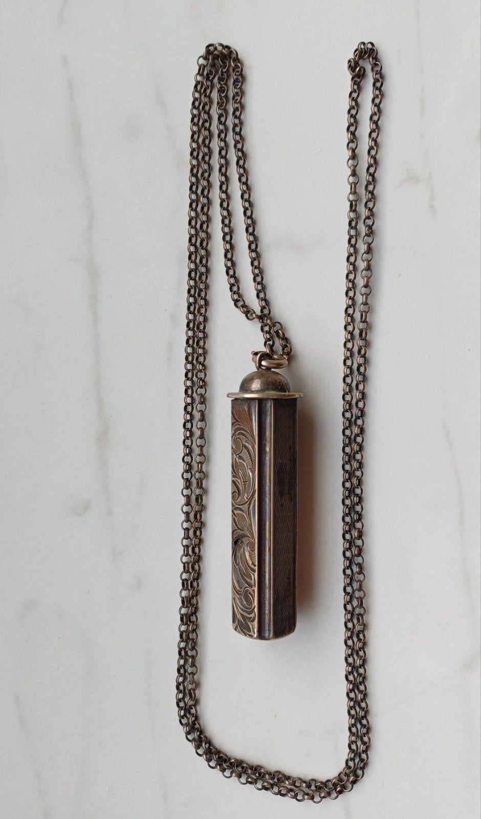 Oude Zilveren Ketting met een aparte Zilveren Hanger € 60, Ophalen, Zilver, Zilver