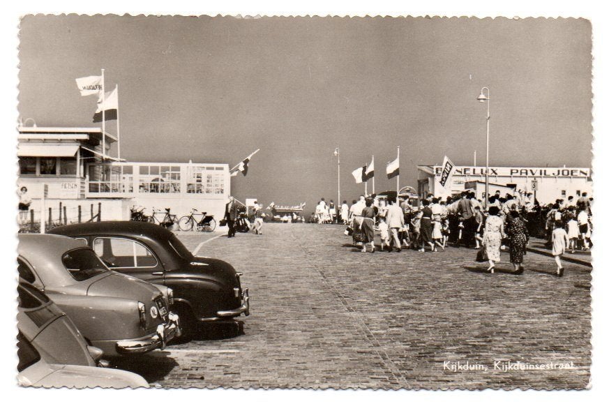 Kijkduin Kijkduinsestraat met auto's 1959, Ophalen, 1940 tot 1960, Gelopen, Zuid-Holland