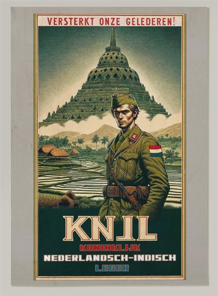 Unieke Koninklijk Nederlands Indie Leger KNIL Poster, Verzenden, Nederland, Foto of Poster