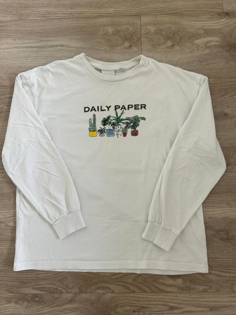 Daily Paper witte longsleeve Maat L, Ophalen of Verzenden, Zo goed als nieuw, Maat 52/54 (L), Wit