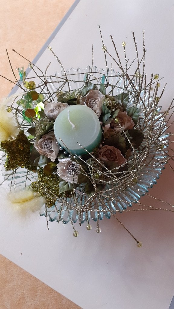 Schaal met kaars, Huis en Inrichting, Ophalen, Glas, Kaars