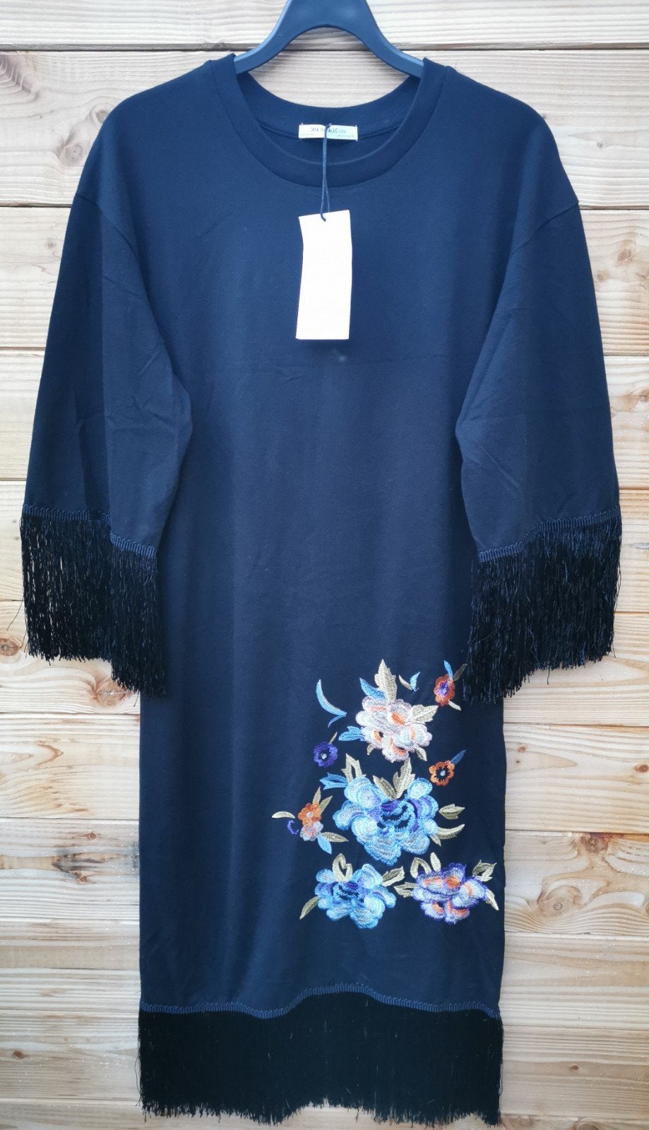 ZARA jurk met borduursel en franjes mt. S/M, Verzenden, Nieuw, Maat 36 (S), Onder de knie