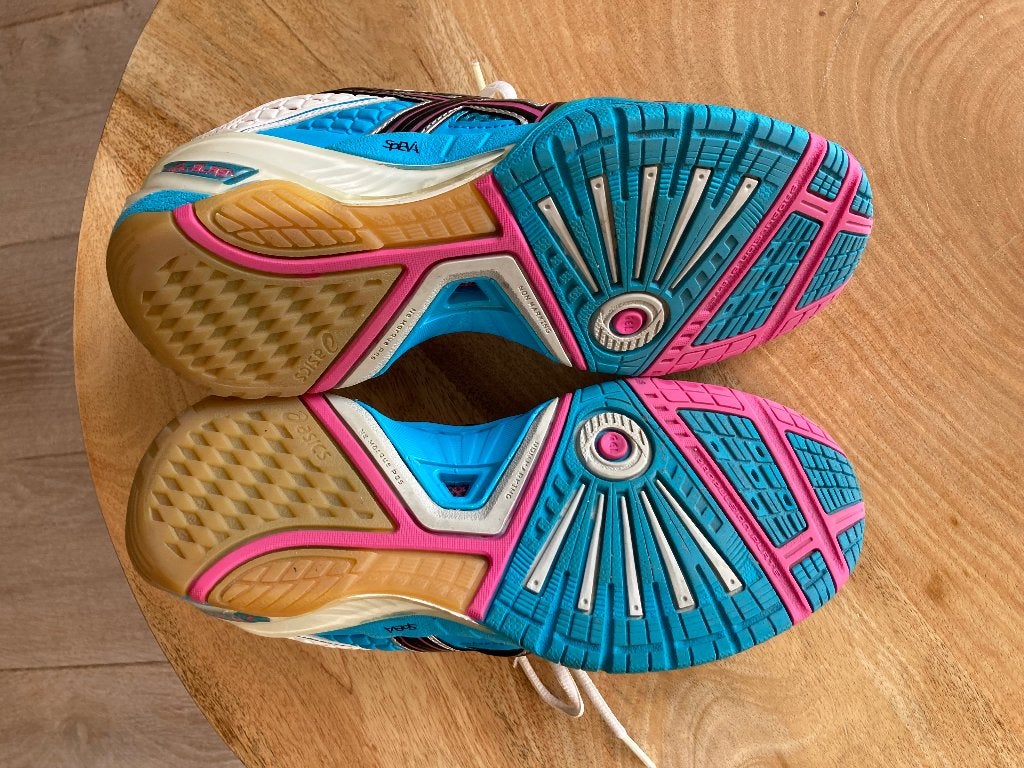 ASICS zaalschoenen / indoor / badminton / maat 38, Blauw, Sportschoenen, Ophalen of Verzenden, Gedragen
