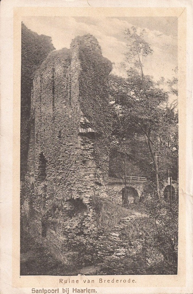 Santpoort bij Haarlem Ruïne van Brederode 1916, Ophalen of Verzenden, Voor 1920, Gelopen, Noord-Holland