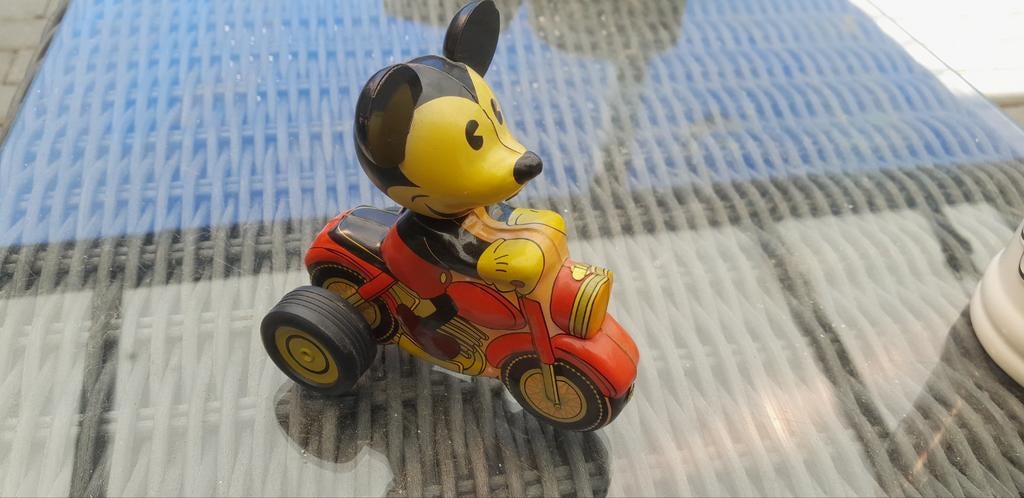 Vintage Mickey Mouse Motorfiets - Young Epoch Tippco Metaal, Antiek en Kunst, Antiek | Speelgoed, Ophalen of Verzenden