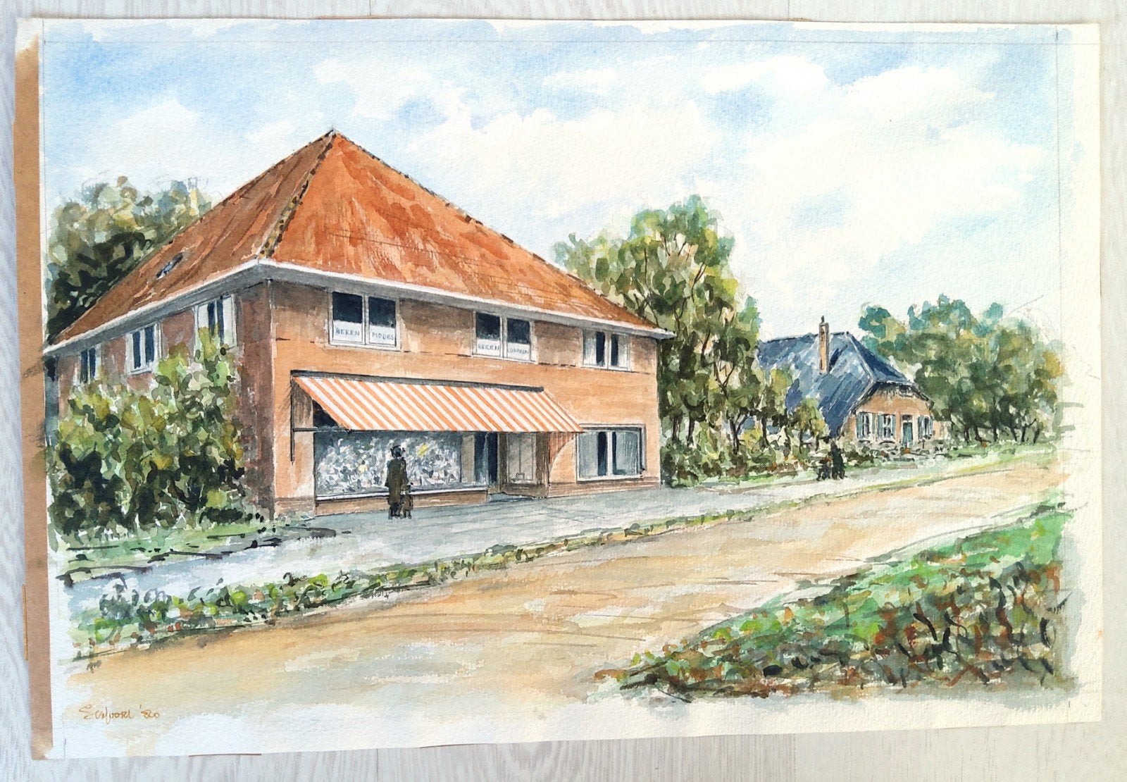 Aquarel Achterhoek, Ulft., Antiek en Kunst, Kunst | Schilderijen | Klassiek, Ophalen of Verzenden