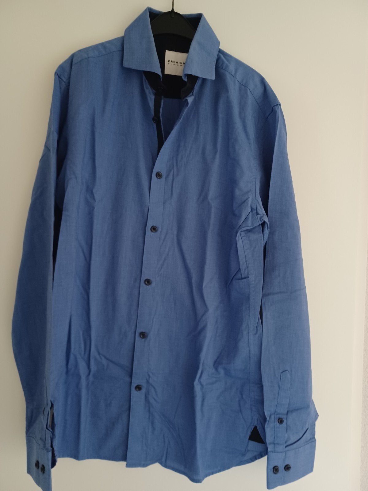 blauwe heren/ jongens blouse mt S Jack en Jones, Blauw, Halswijdte 38 (S) of kleiner, Ophalen of Verzenden, Zo goed als nieuw