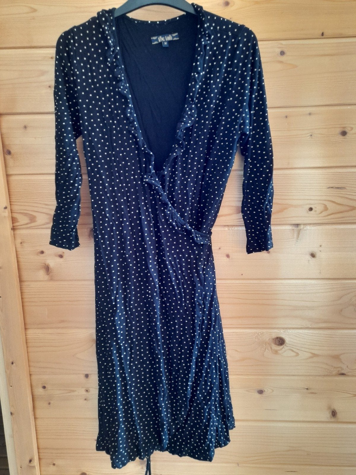 King louie jurk zwart met wit stipje Maat M, Kleding | Dames, Jurken, Maat 38/40 (M), Verzenden, Zwart, Zo goed als nieuw