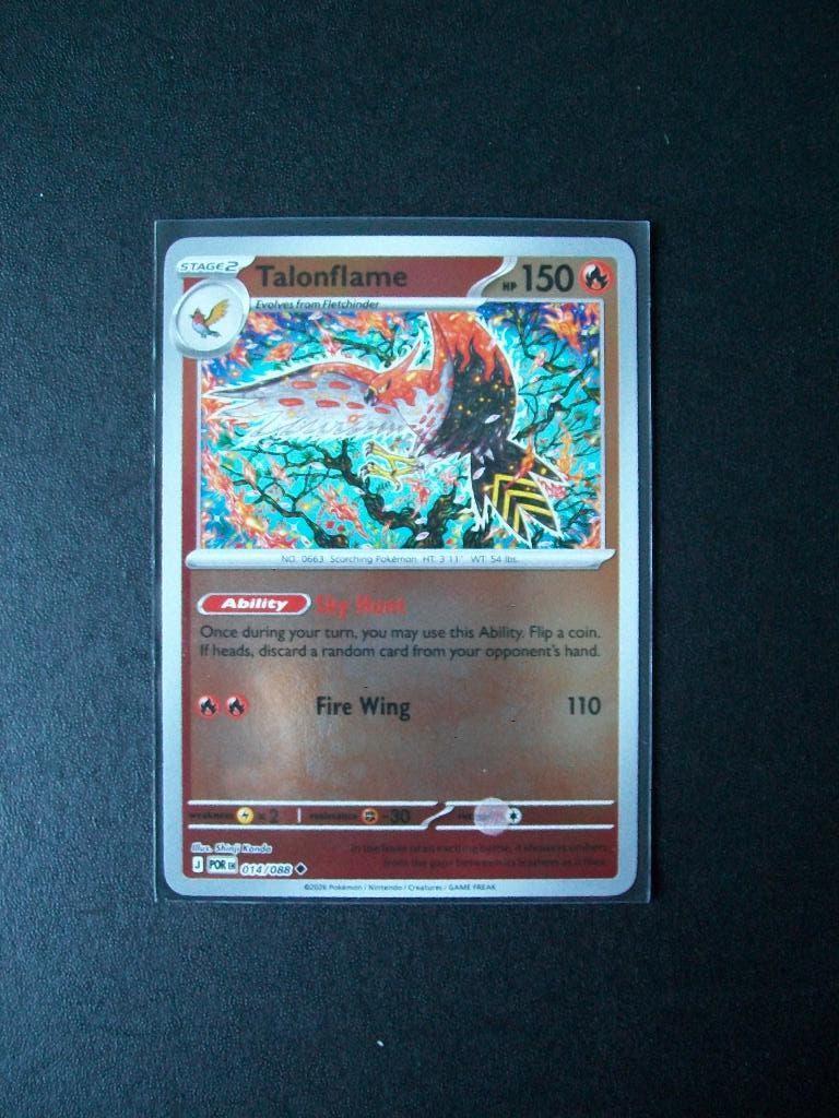 1434. Nieuwe Pokemon Kaart TALONFLAME HP 150 (014/088), Verzenden, Nieuw, Losse kaart, Foil