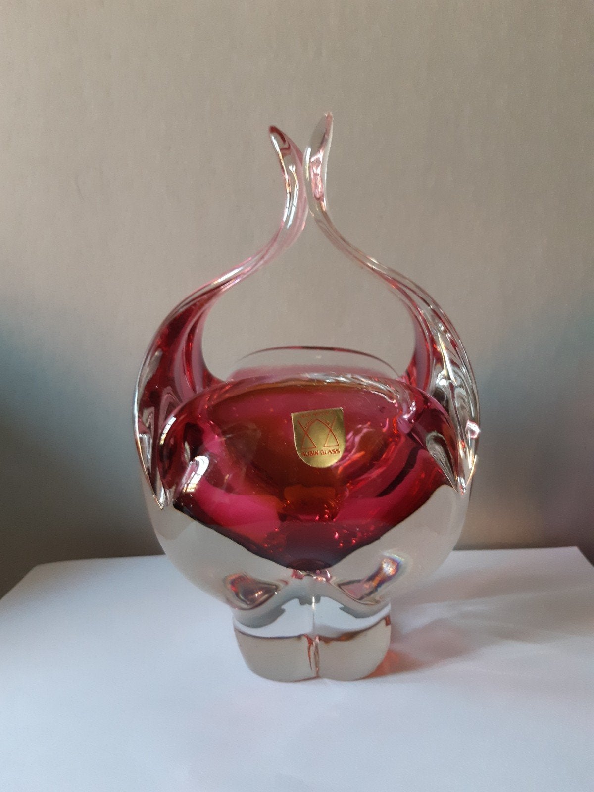 Schaaltje, mandje Rubin Glass, Ophalen of Verzenden