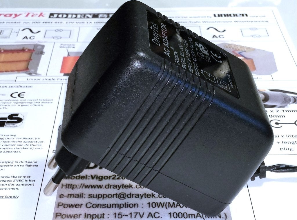 Draytek JODEN JOD-4801-016 17V 1A AC~AC Wisselstroom Adapter, Ophalen of Verzenden, Zo goed als nieuw