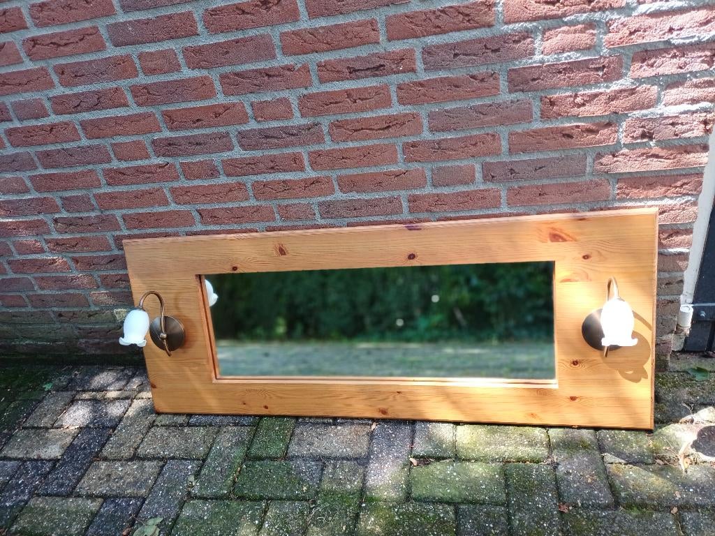 spiegel met lampjes, Huis en Inrichting, Woonaccessoires | Spiegels, Ophalen, Zo goed als nieuw, Rechthoekig, Minder dan 100 cm