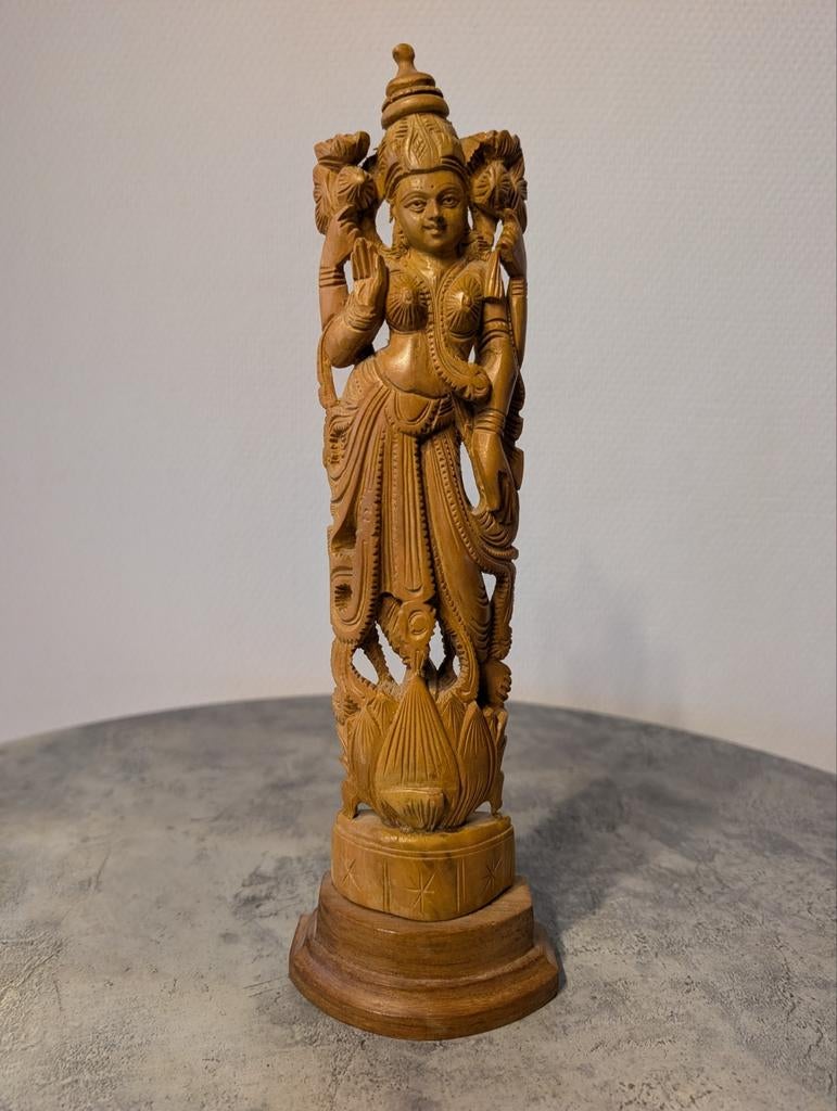 Handgesneden Houten Beeld van Hindoeïstische Godin, Antiek en Kunst, Kunst | Beelden en Houtsnijwerken, Beeld, Hout, Religie, 20 - 50 cm