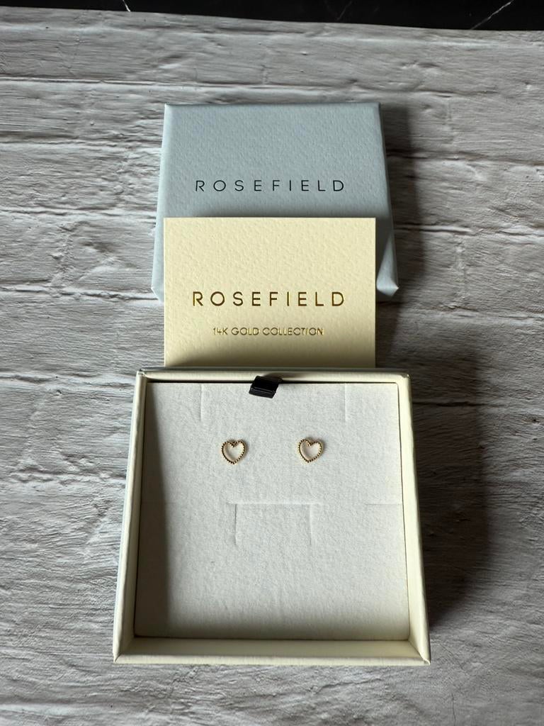 14K Gouden Dotted Heart Oorknopjes van Rosefield  NIEUW, Ophalen of Verzenden, Nieuw, Goud