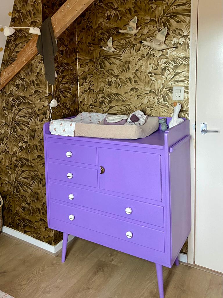 Vintage commode paars, Ophalen, 50 tot 70 cm, Zo goed als nieuw, 75 tot 100 cm