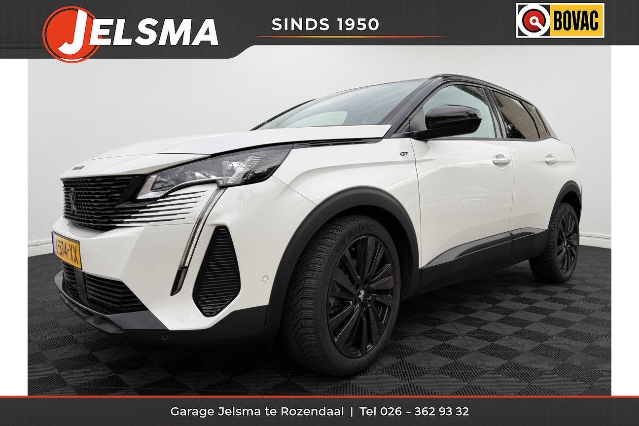 Peugeot 3008 130pk PT Aut. GT-line, Camera | Navi & CarPlay, Gebruikt, 1199 cc, Leder en Stof, Wit