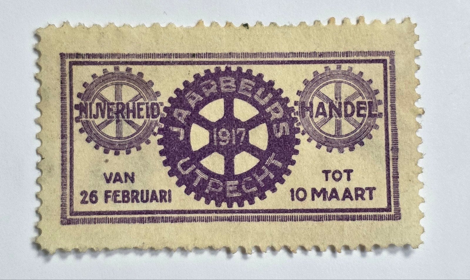 80)SLUITZEGEL EERSTE JAARBEURS UTRECHT 1917 DUTCH DESIGN, Verzenden, Plaats of Gebouw