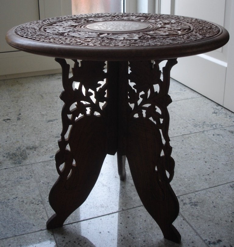 DJATI - TEAKHOUTEN Tafeltje, Minder dan 55 cm, Gebruikt, Rond, Hout