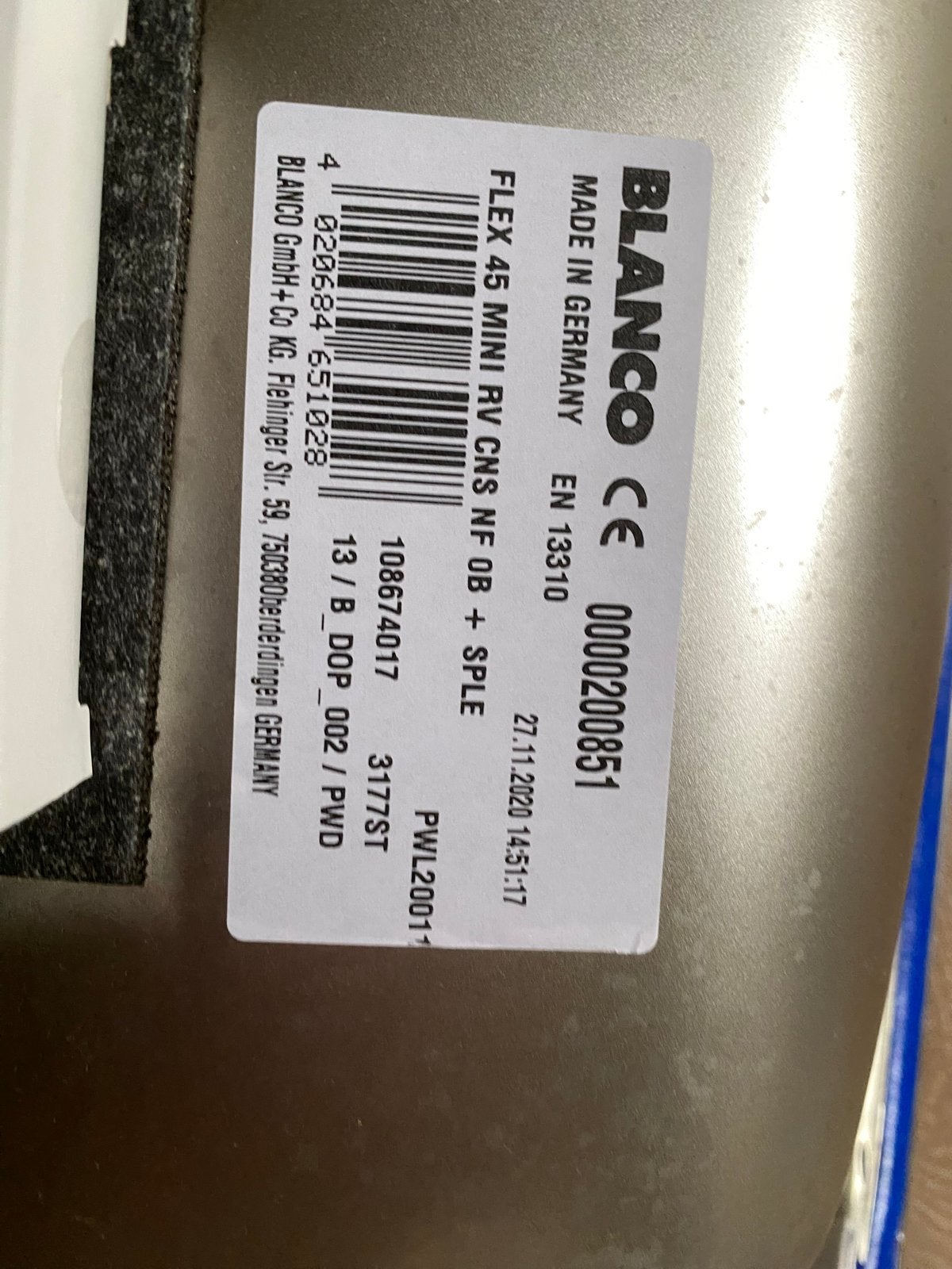 Blanco Flex 45 Mini RV 78x43,5 RVS Spoelbak, Ophalen, Overige typen, Metaal, Overige merken