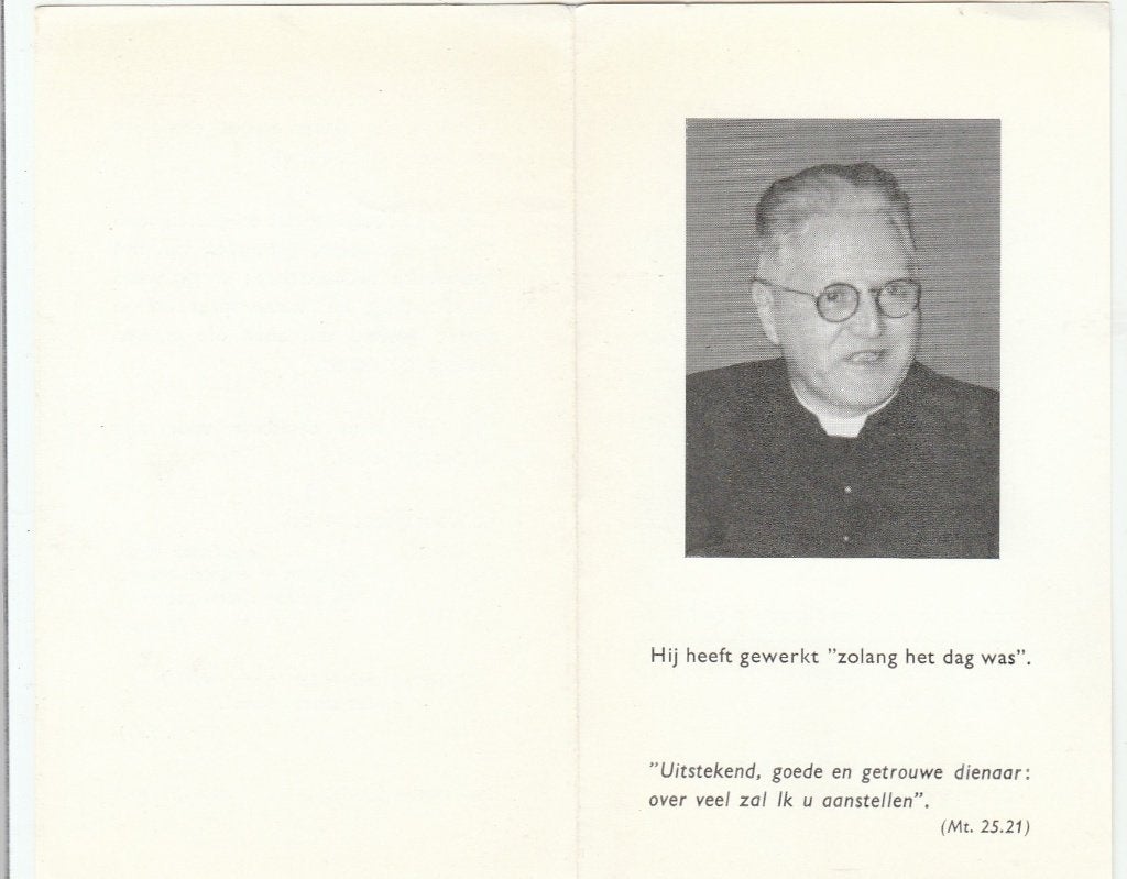priester jansen 1961, Ophalen of Verzenden, Bidprentje