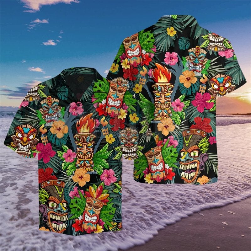 Hawaii overhemd 5 (heren mannen evil masker zomer shirt), Verzenden, Nieuw, Overige halswijdtes