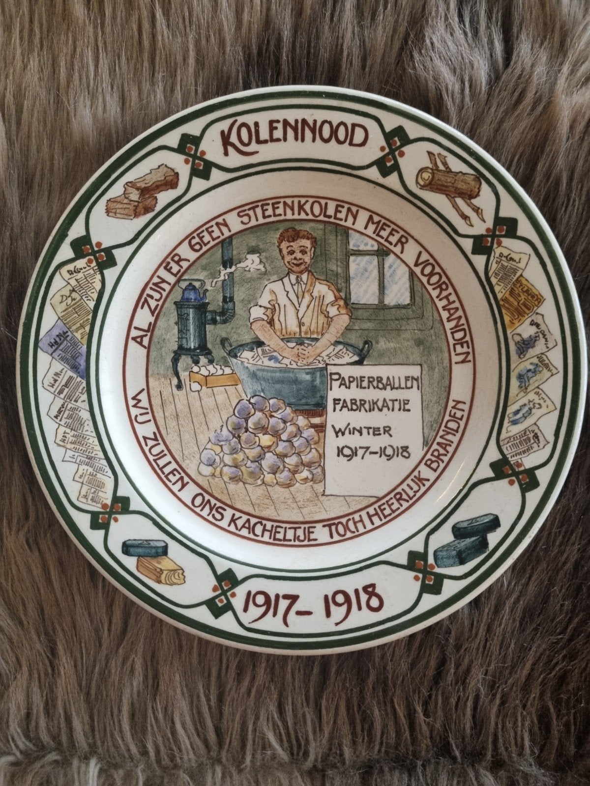 Uniek Historisch 'Kolennood' sierbord 1917-1918, Antiek en Kunst, Ophalen of Verzenden