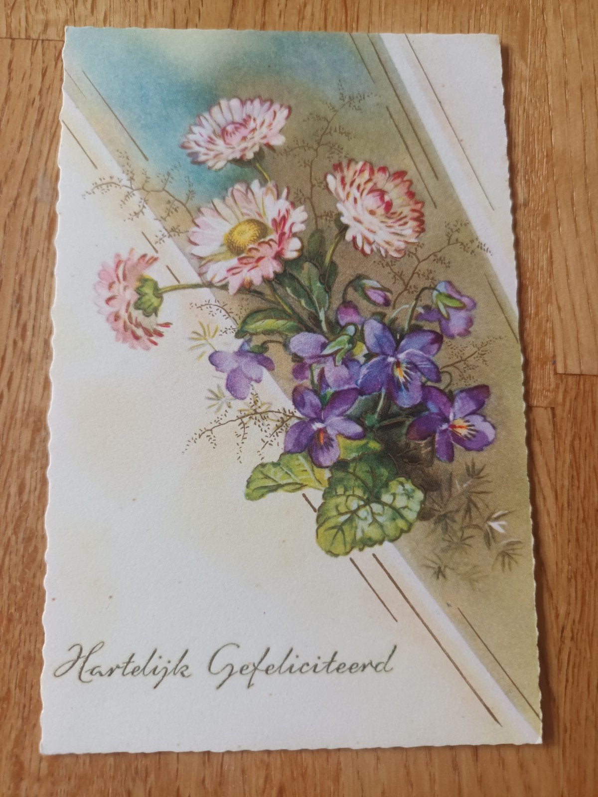 Vintage kaart, Hartelijk gefeliciteerd ( jaren 50?), Verzamelen, Ansichtkaarten | Themakaarten, Ophalen of Verzenden, 1940 tot 1960