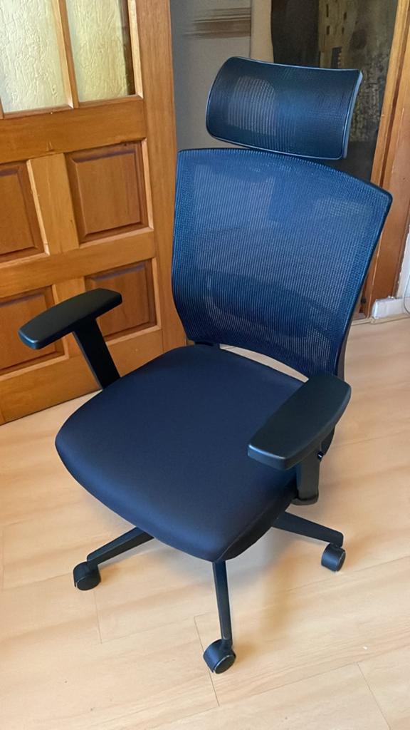 Plaine Ergonomische Bureaustoel met Hoofdsteun, Ophalen, Zo goed als nieuw, Zwart