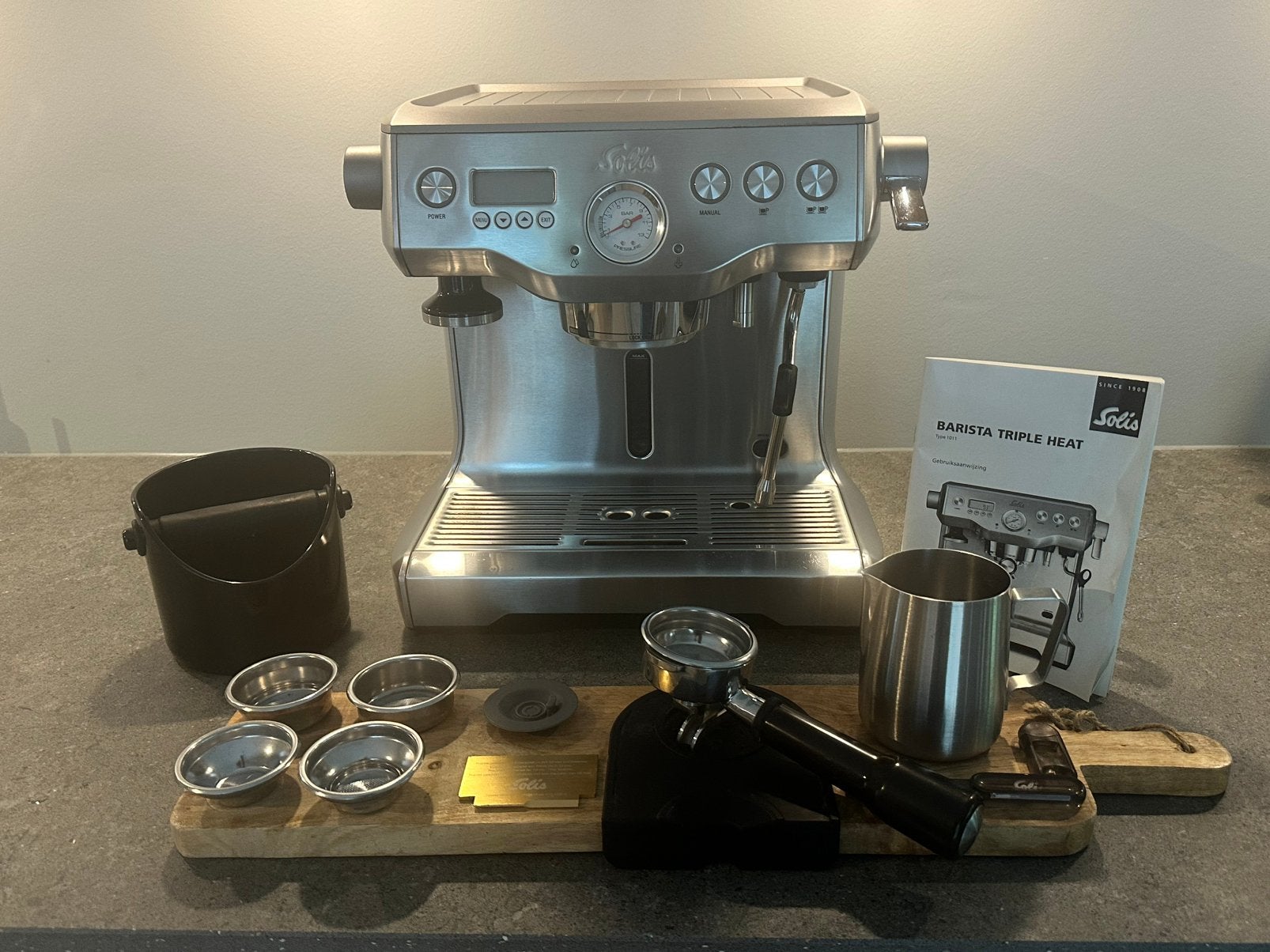 SOLIS / Sage Barista Triple Heat 1011 Espressomachine (RVS), Ophalen, Espresso apparaat, Zo goed als nieuw, Afneembaar waterreservoir