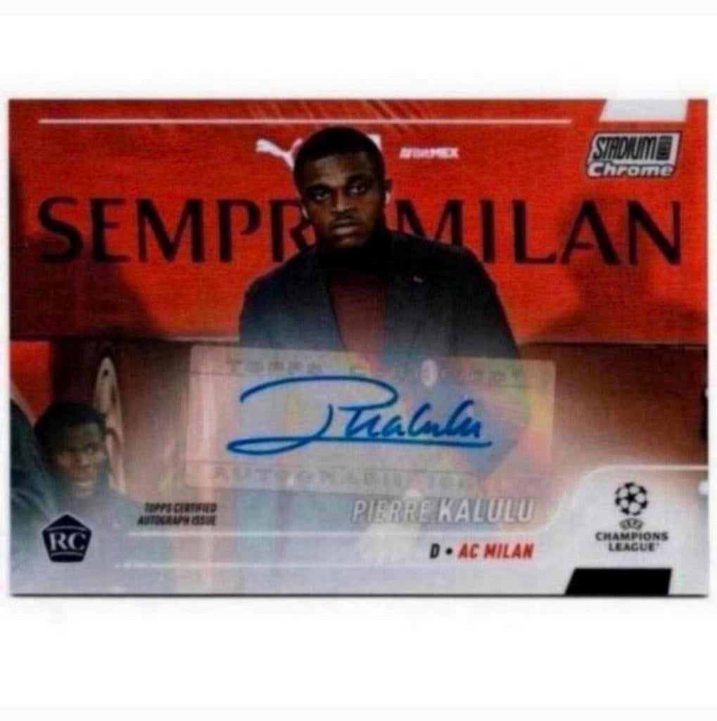 20-21 Topps Chrome UEFA Pierre Kalulu ac milan Signed card, Buitenlandse clubs, Spelerskaart, Nieuw, Ophalen of Verzenden