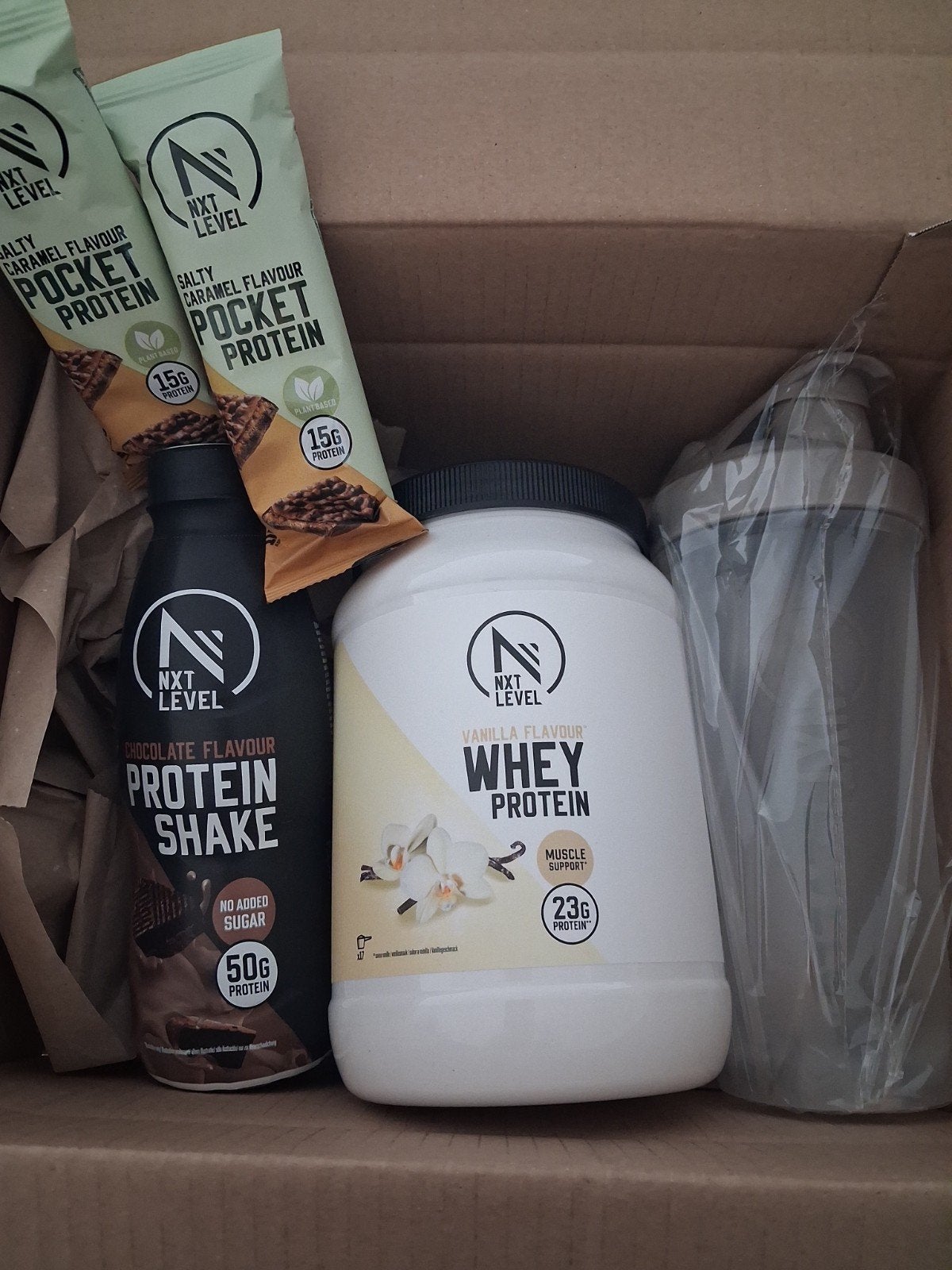 NXT Level Proteïne Pakket: Shake, Poeder, Bars & Shaker, Ophalen of Verzenden, Nieuw, Poeder of Drank