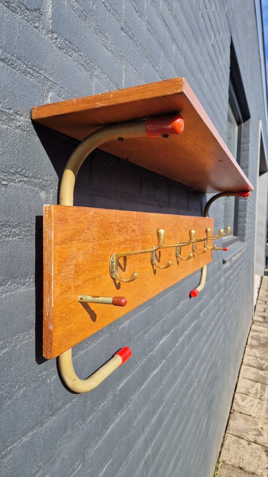 mooie grote vintage schoolkapstok/retro wand kapstok, Ophalen, Gebruikt, Hout, Overige typen