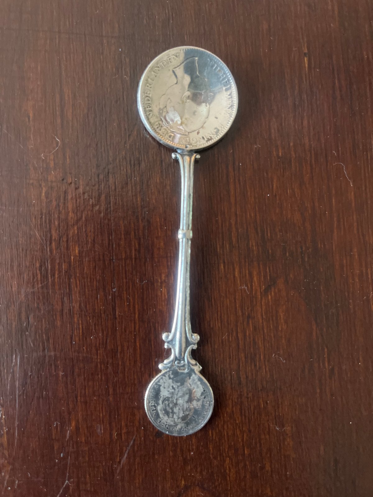 Antieke Zilveren Herdenkingslepel met Munten, Ophalen of Verzenden, Zilver