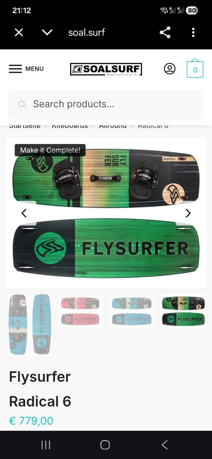 Flysurfer Radical 6 Kiteboard - Zo goed als nieuw, Twintip, 9 m², Kiteboard, Ophalen of Verzenden