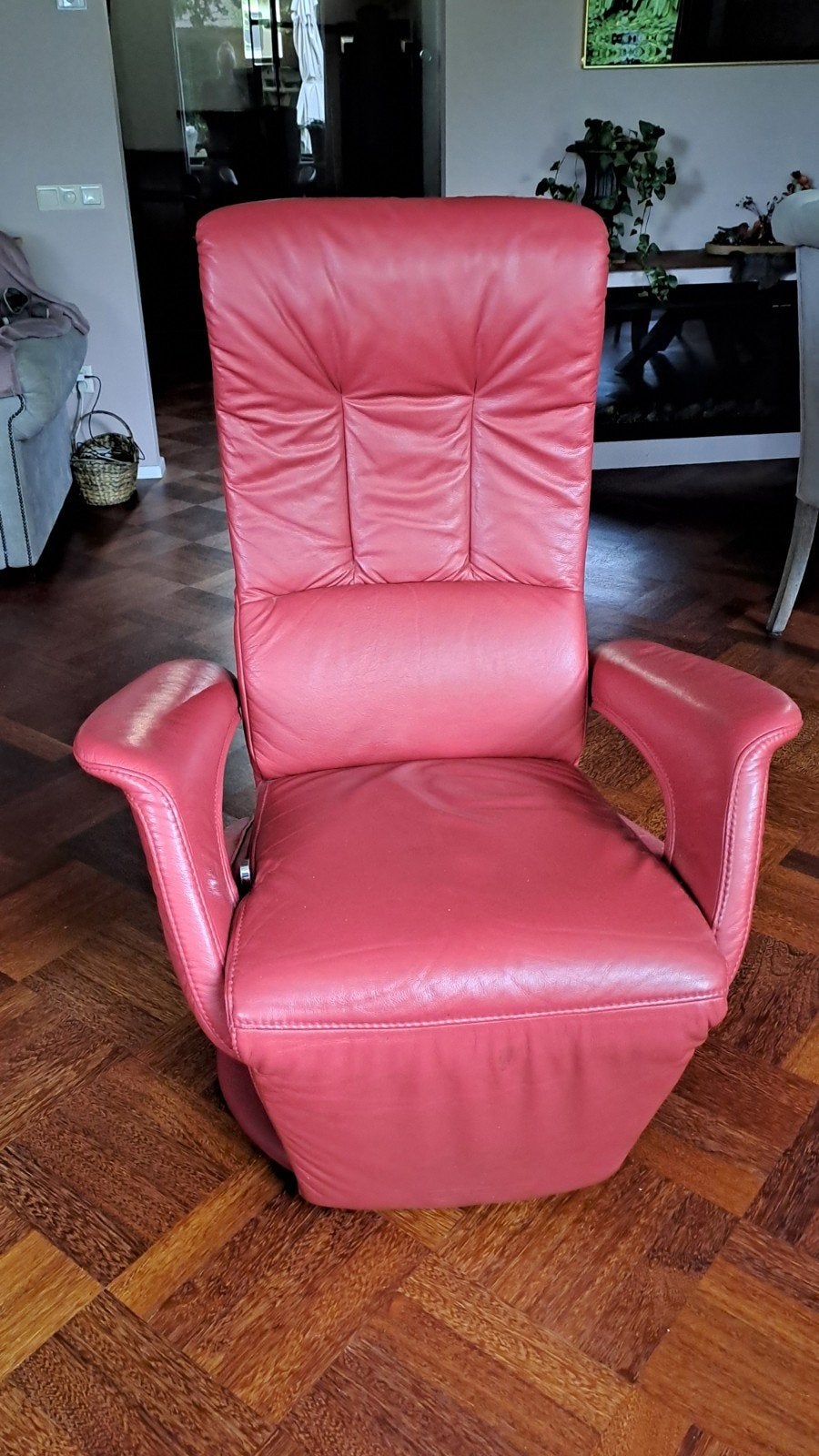 Himolla relaxfauteuil rood leder, Ophalen of Verzenden, Gebruikt, Leer, Modern, Comfort