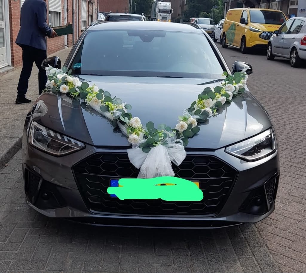 Bruidsauto Decoratie - kunst/ sier Bloemen en Lint, Ophalen, Gebruikt