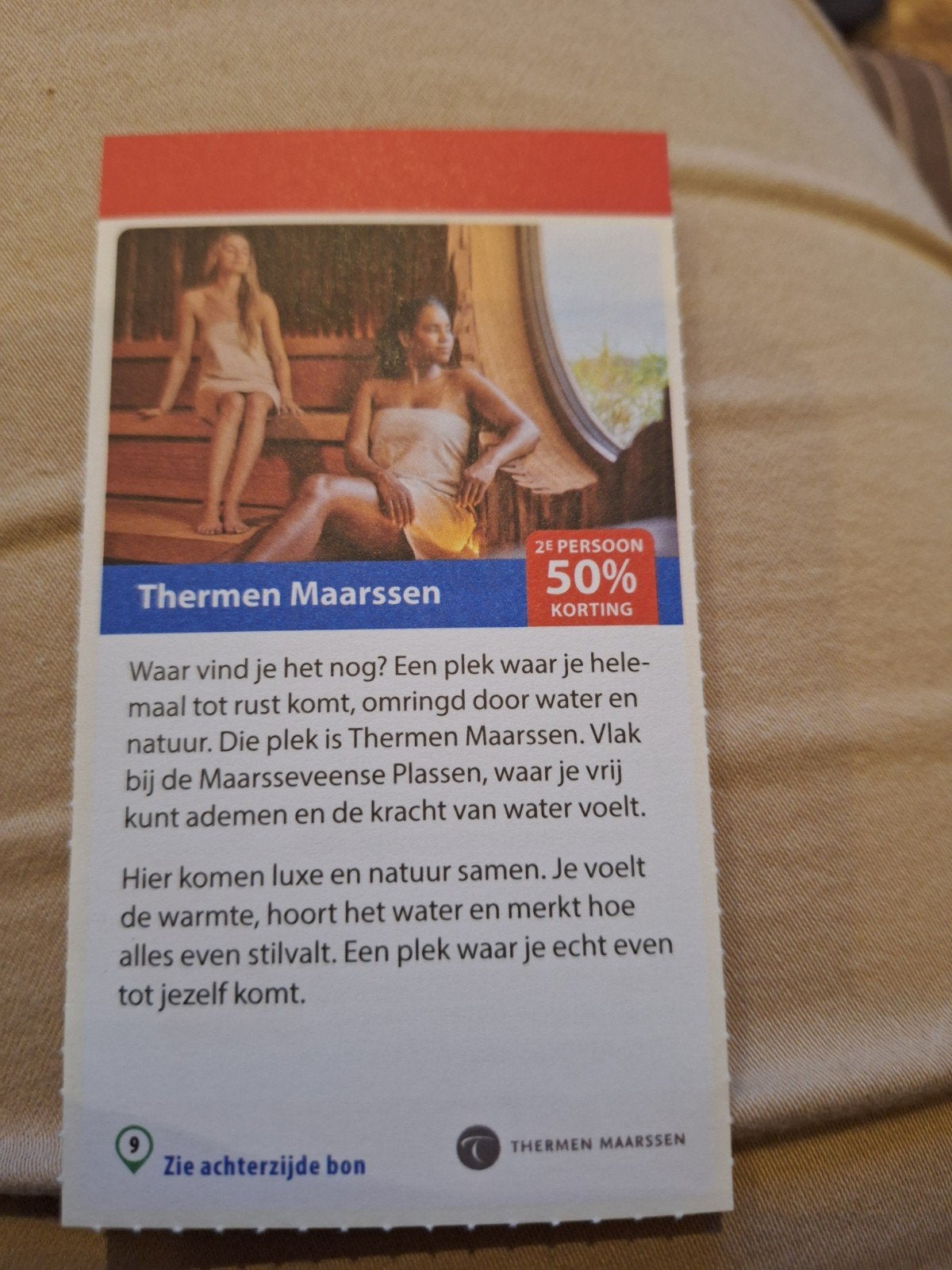 thermen Maarssen 2e pers 50% korting op entree, Drie personen of meer, Kortingsbon, Spa of Sauna