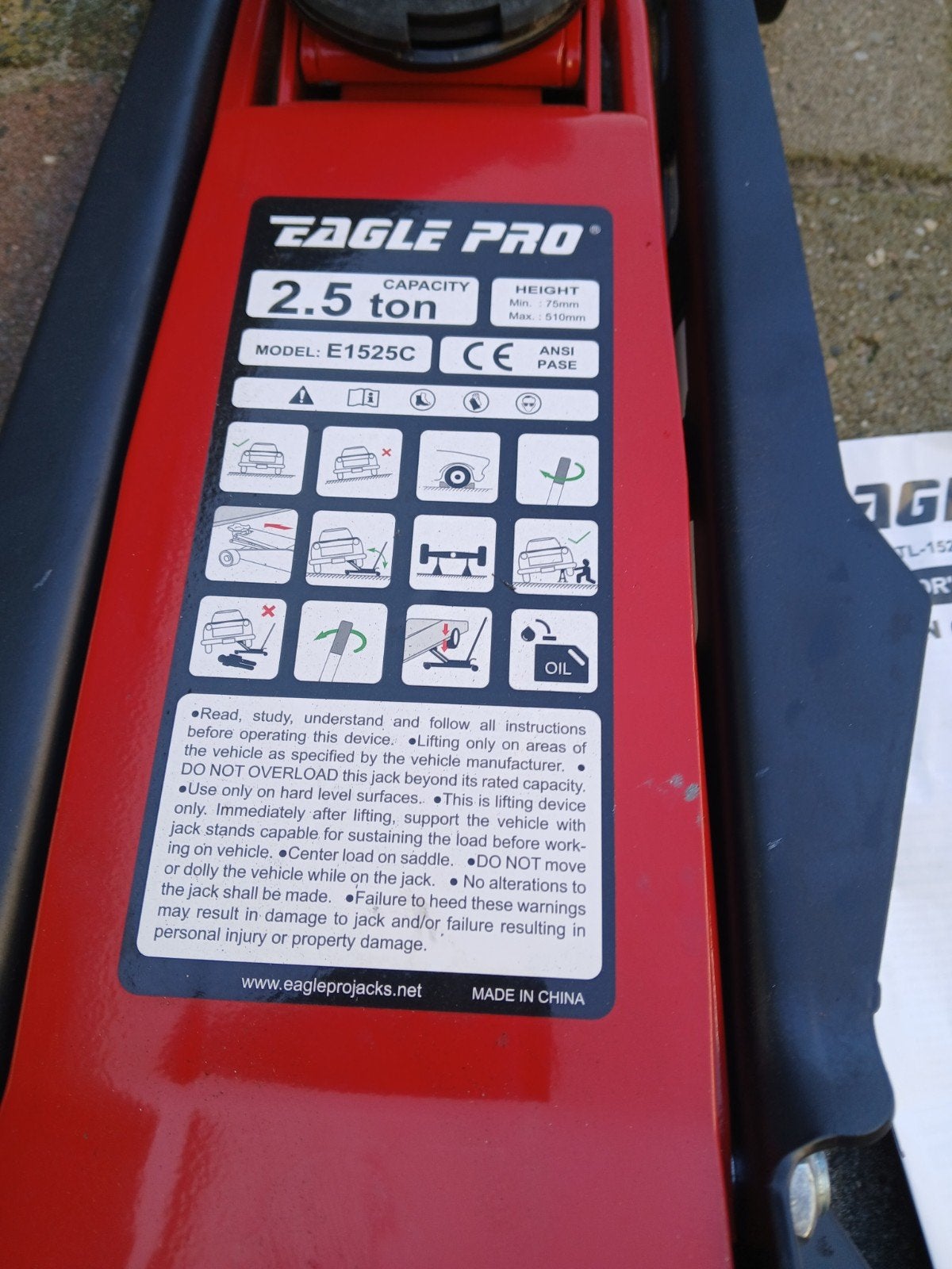 Eagle Pro 2.5 Ton Garagekrik - Zo goed als nieuw, Auto diversen, Ophalen of Verzenden, Zo goed als nieuw, Hydraulisch, Garagekrik