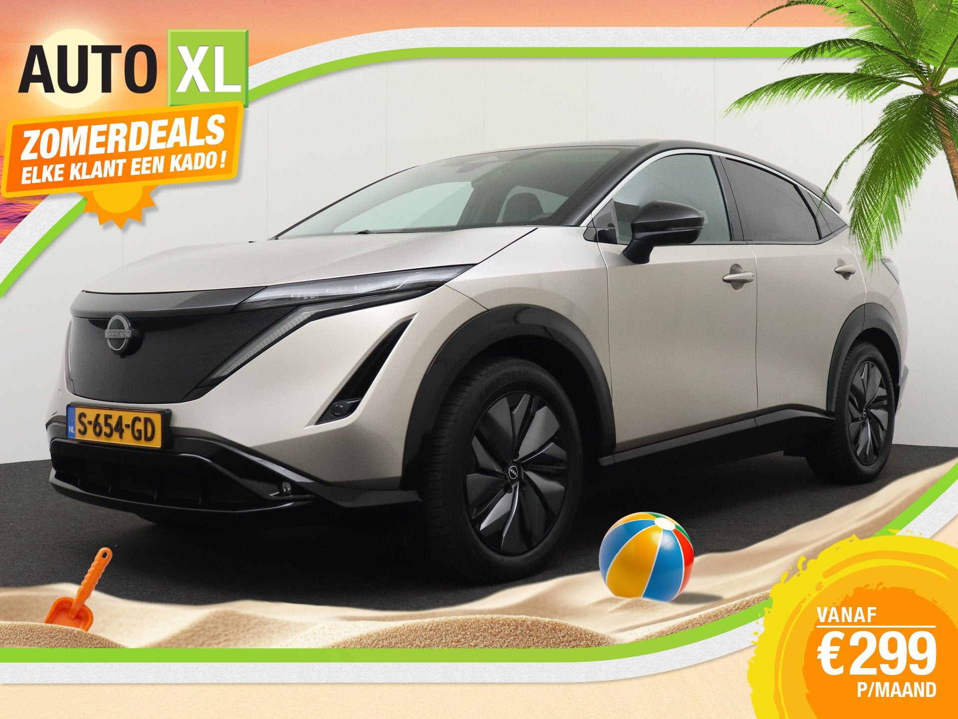 Nissan ARIYA Evolve 66 kWh 98%SOH Warmtepomp Half-Leder Came, Auto's, Nissan, Bedrijf, Te koop, Ariya, 360° camera, ABS, Achteruitrijcamera