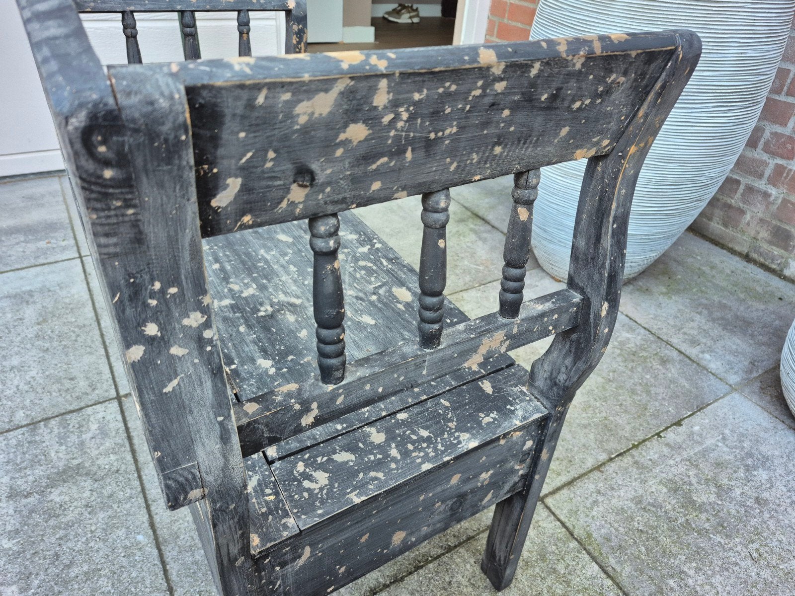 Vintage houten bankje met opbergruimte, Ophalen, Minder dan 50 cm, Zo goed als nieuw, 75 tot 100 cm