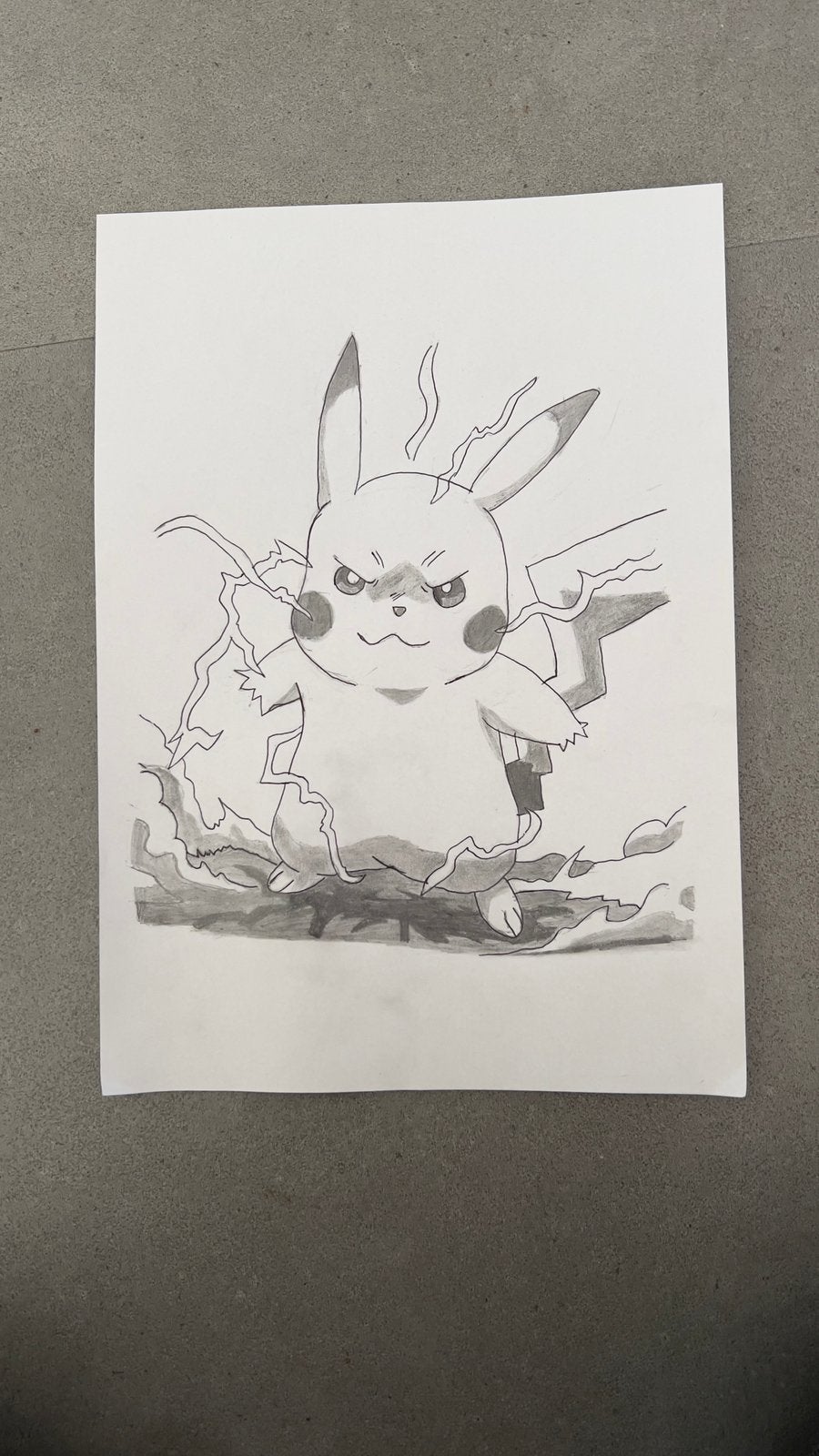 Handgetekend Pikachu Tekening - Pokémon Fanart (Stoere Pose), Ophalen of Verzenden, Tekening, Potloodtekening, Handgemaakt