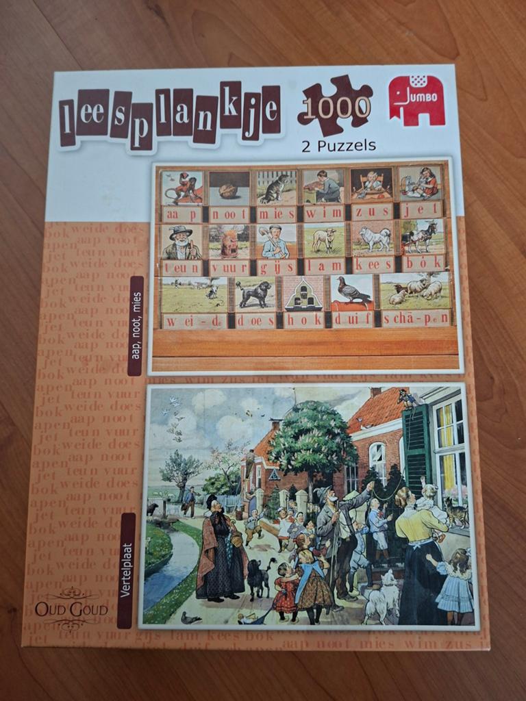 Jumbo 2x 1000 stukjes puzzels in één doos - Leesplankje, Ophalen of Verzenden, 500 t/m 1500 stukjes, Gebruikt, Legpuzzel