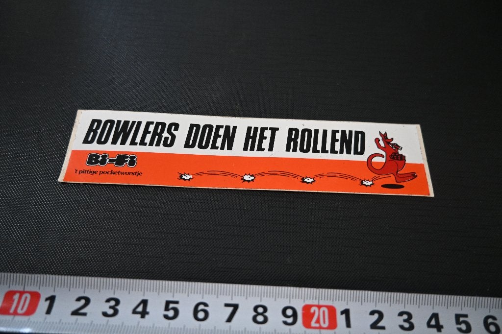 sticker BOWLERS doen het rollend Bi-Fi 't pittige pocketwors, Ophalen of Verzenden, Zo goed als nieuw