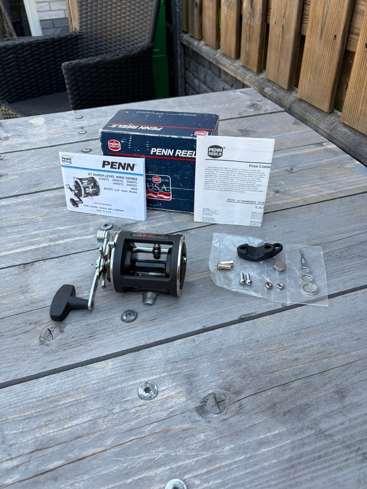 Penn 321 GTI Super Level Wind left hand reel, Watersport en Boten, Ophalen of Verzenden, Nieuw, Molen