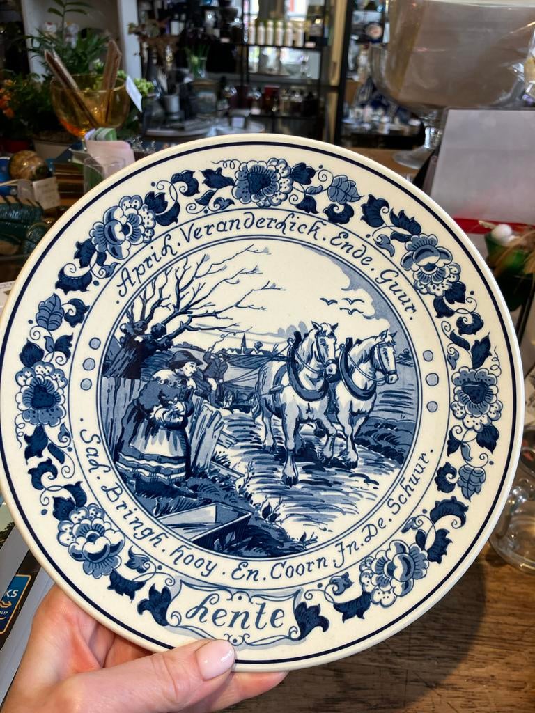 Royal Goedewaagen Blauw Delfts wandbord - April, Antiek en Kunst, Antiek | Wandborden en Tegels, Ophalen of Verzenden