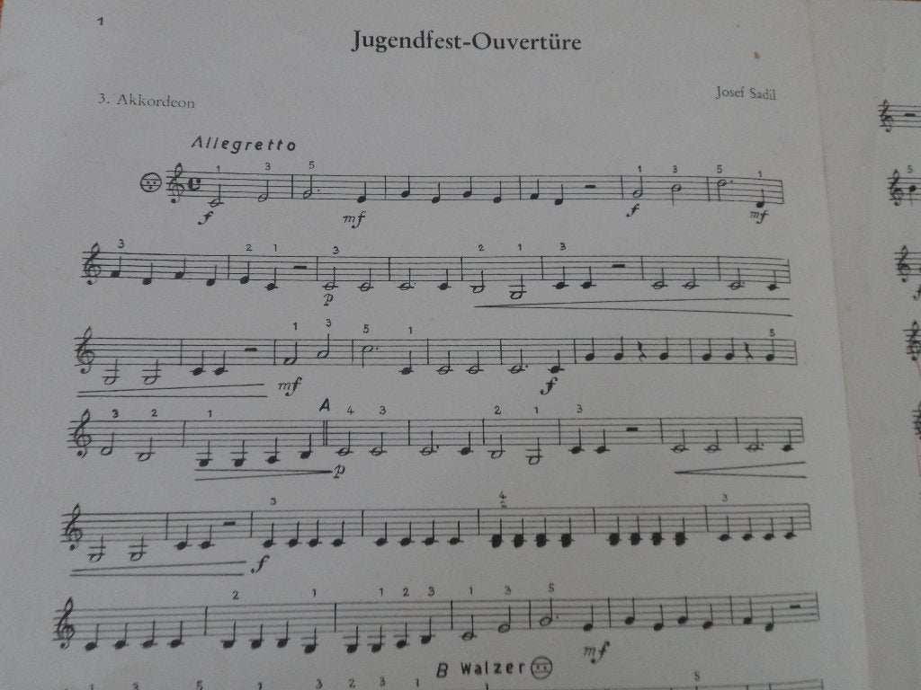 Jugendfest ouverure - josef sadil, Muziek en Instrumenten, Bladmuziek, Gebruikt, Ophalen of Verzenden, Artiest of Componist, Populair