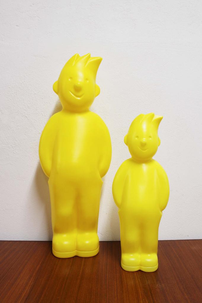 2 gele vintage Fips / Kuifje lampen. Retro tafellamp, O, Interconcept, Retro, vintage, geel, design, Ophalen of Verzenden